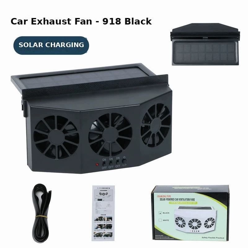 Solar Car Window Exhaust Fan – USB Cooling Vent, Quiet & Compact