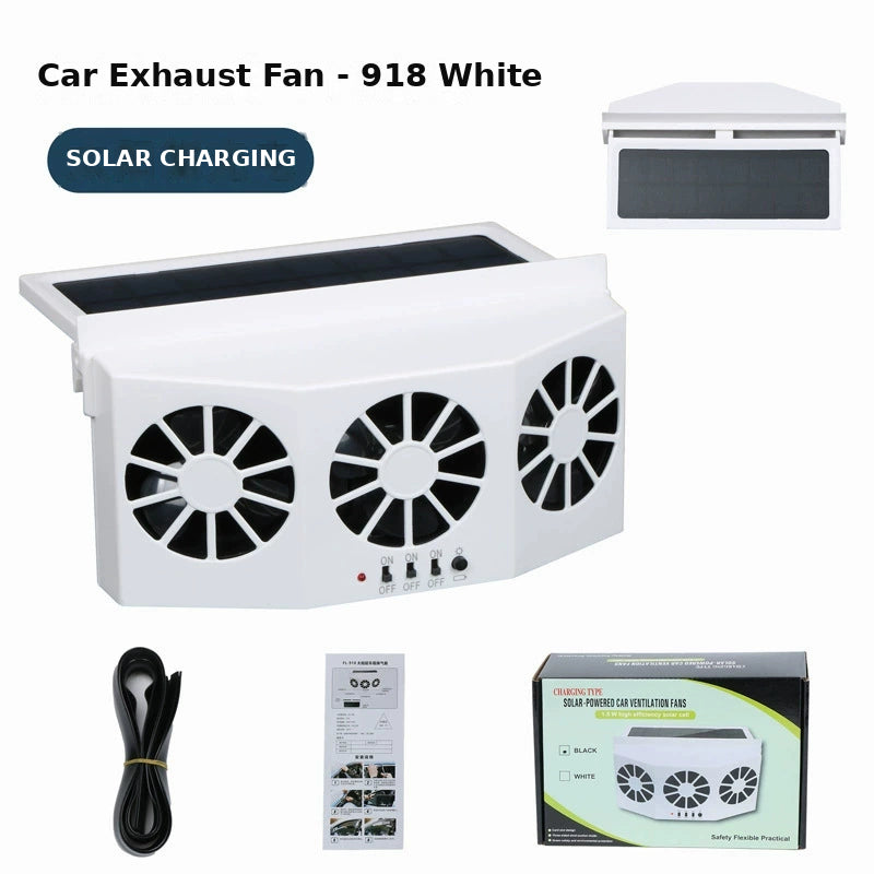 Solar Car Window Exhaust Fan – USB Cooling Vent, Quiet & Compact