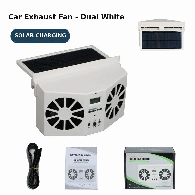 Solar Car Window Exhaust Fan – USB Cooling Vent, Quiet & Compact