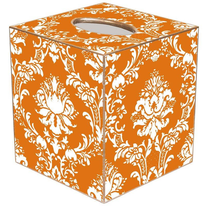 Marye-Kelley - Orange Damask Tissue Box Cover