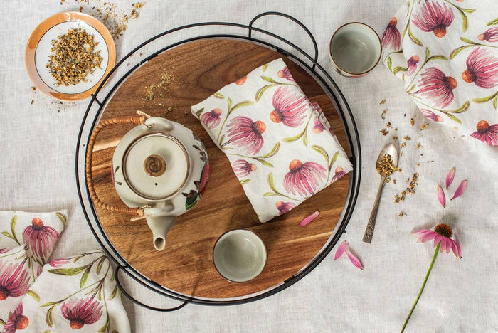 Sarah Rose - Echinacea Organic Linen Tea Towel