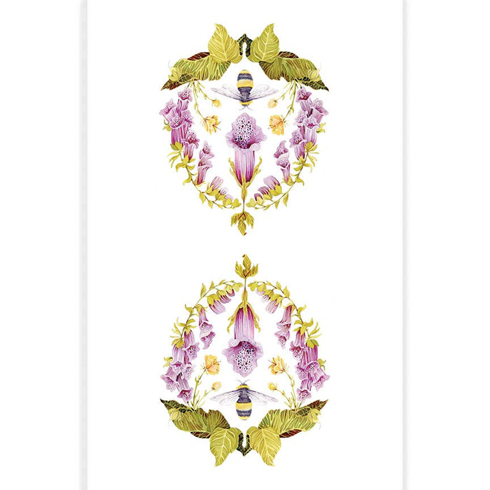 Sarah Rose - Foxglove and Bee Placement Organic Linen Tea Towel
