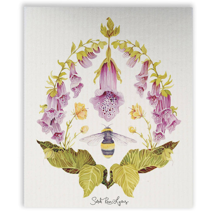 Sarah Rose - Foxglove and Bee Swedish Dishcloth