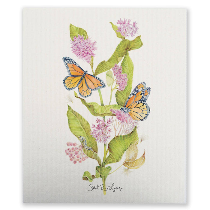 Sarah Rose - Monarchs and Milkweed Swedish Dishcloth
